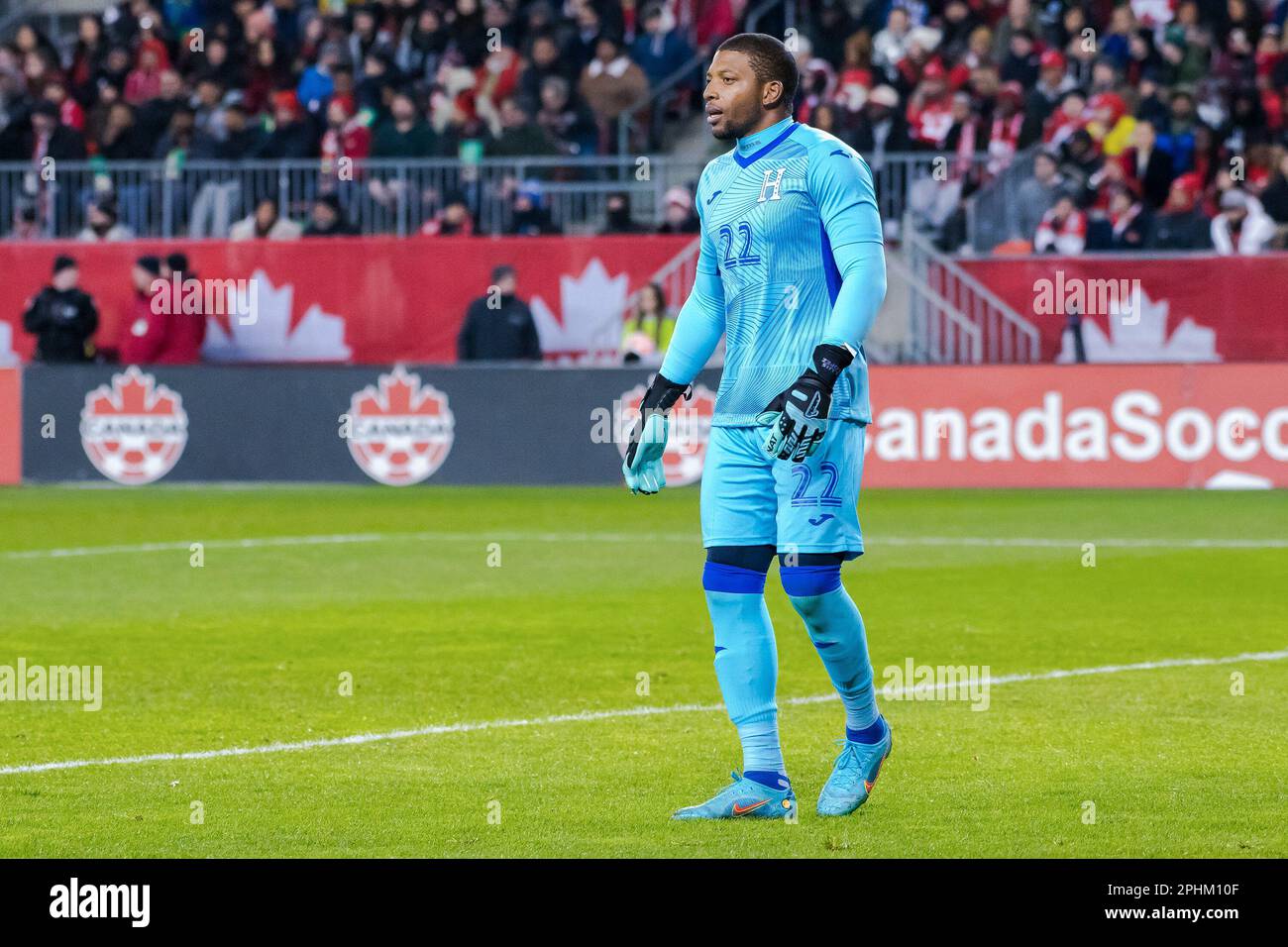 Toronto, Canada. 28th Mar, 2023. Luis Lopez #22 of Honduras team in action during the CONCACAF Nations League qualifier game between Canada and Honduras at BMO field in Toronto. The game ended 4-1 for Canada sending it to the semifinals. Credit: SOPA Images Limited/Alamy Live News Stock Photo