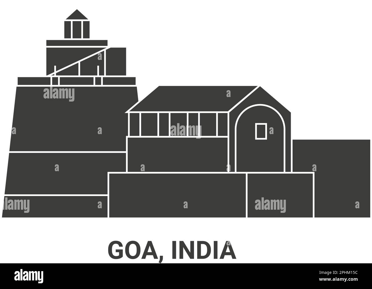 India, Goa travel landmark vector illustration Stock Vector