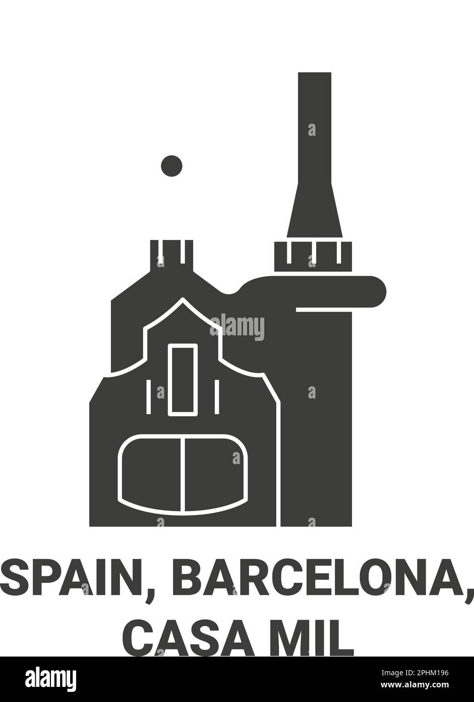Spain, Barcelona, Park Guell travel landmark vector illustration Stock Vector