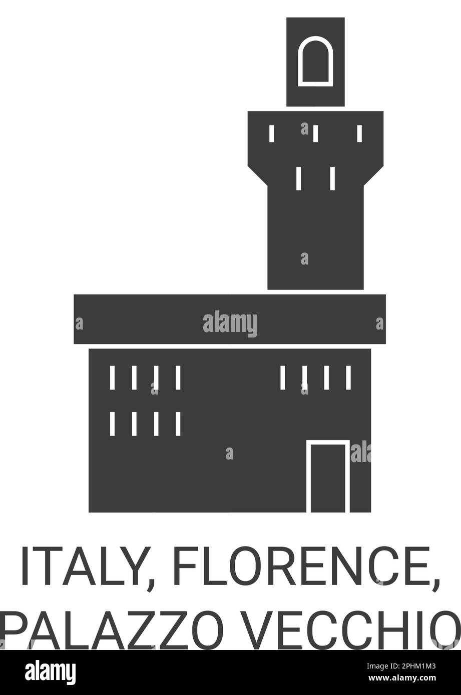Italy, Florence, Palazzo Vecchio travel landmark vector illustration Stock Vector