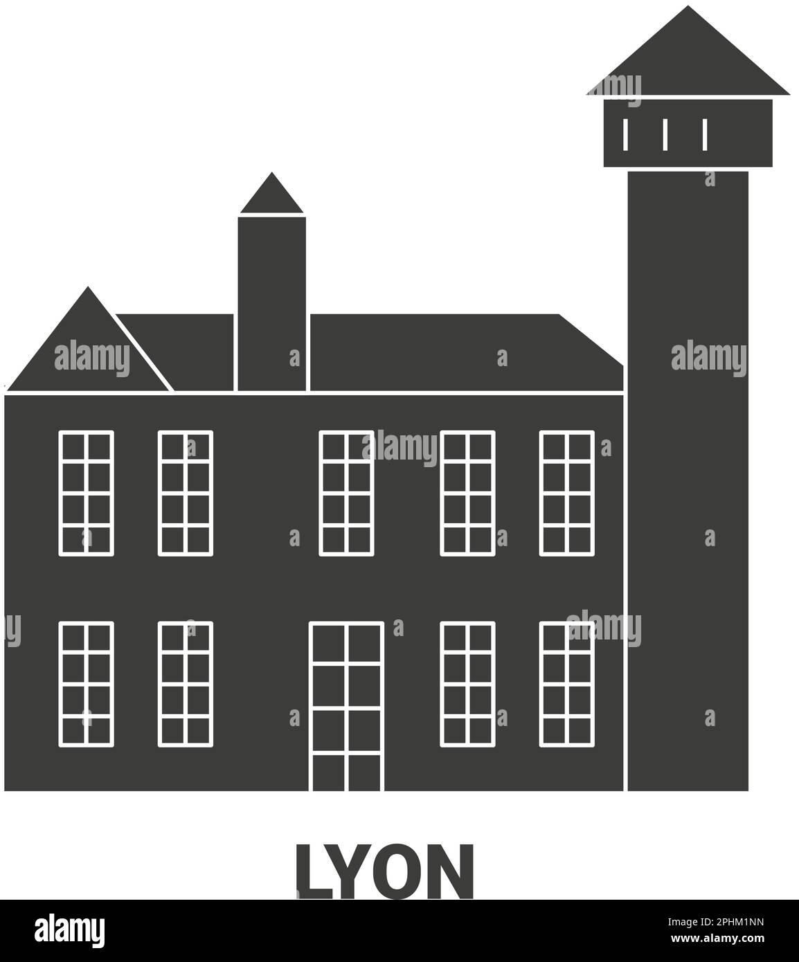 France, Lyon travel landmark vector illustration Stock Vector Image ...