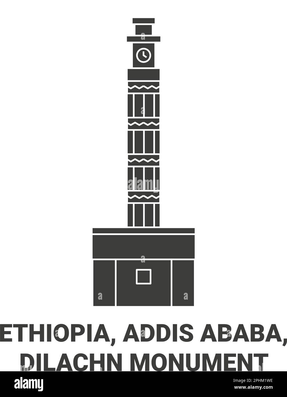 Ethiopia, Addis Ababa, Dilachn Monument travel landmark vector illustration Stock Vector