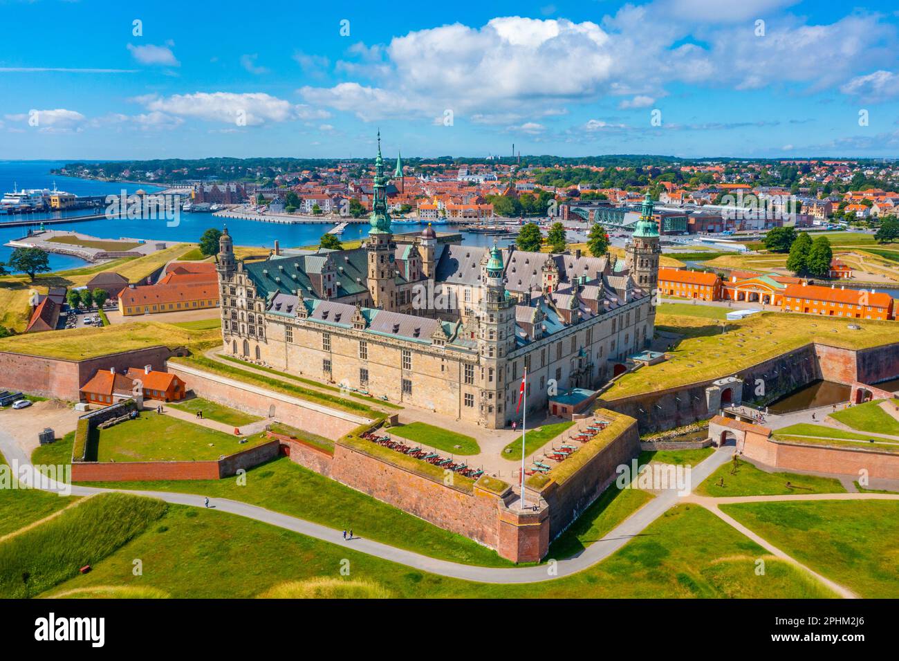 Panorama of the Kronborg castle at Helsingor, Denmark. Stock Photo