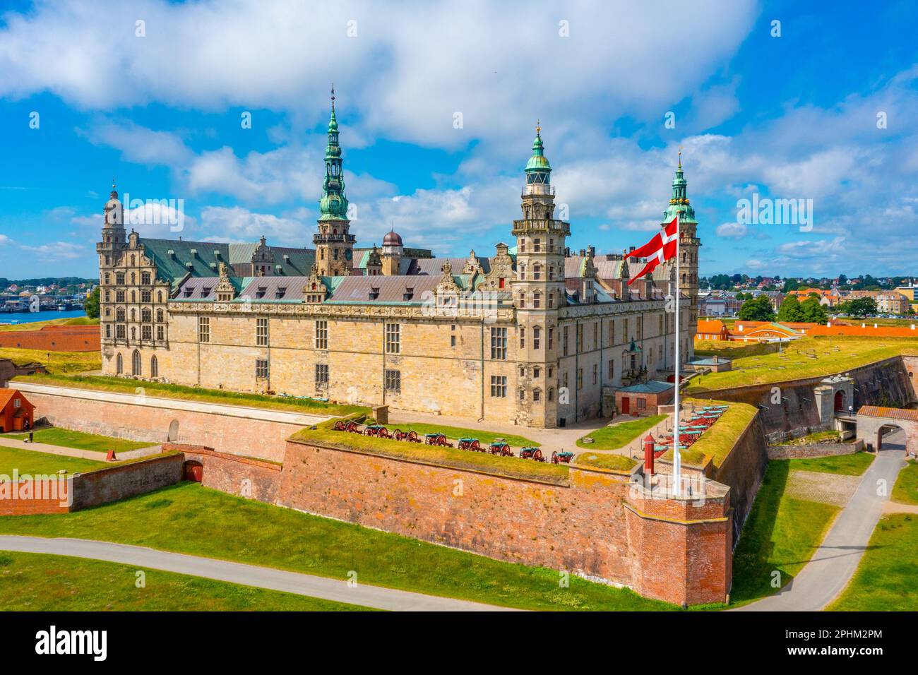 Panorama of the Kronborg castle at Helsingor, Denmark. Stock Photo