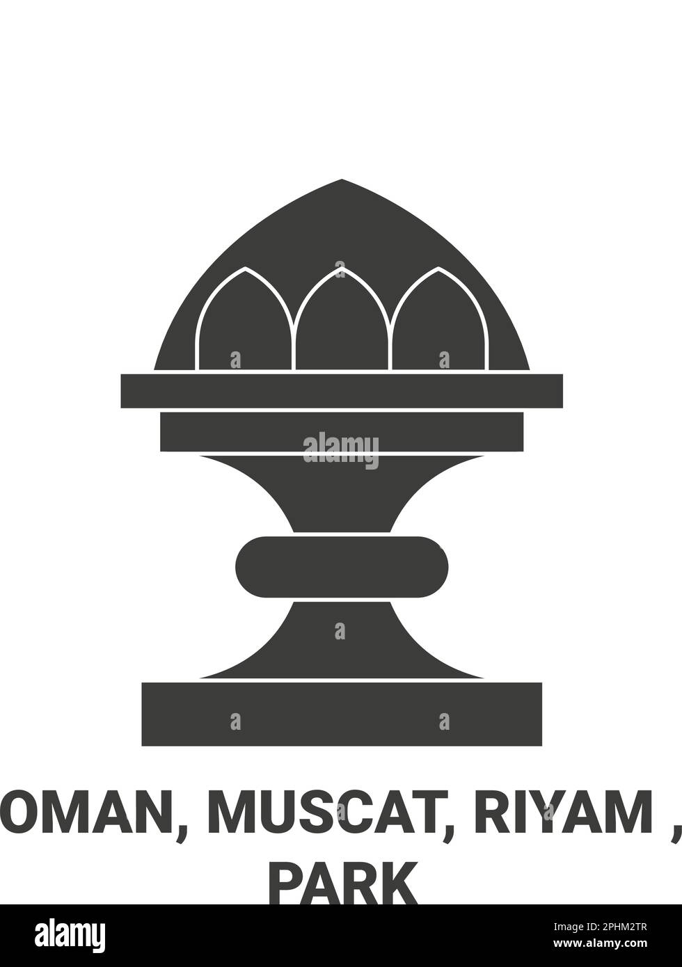 Oman, Muscat, Riyam , Park travel landmark vector illustration Stock Vector