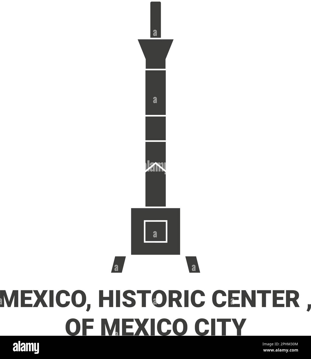 Mexico, Mexico, Historic Center travel landmark vector illustration Stock Vector