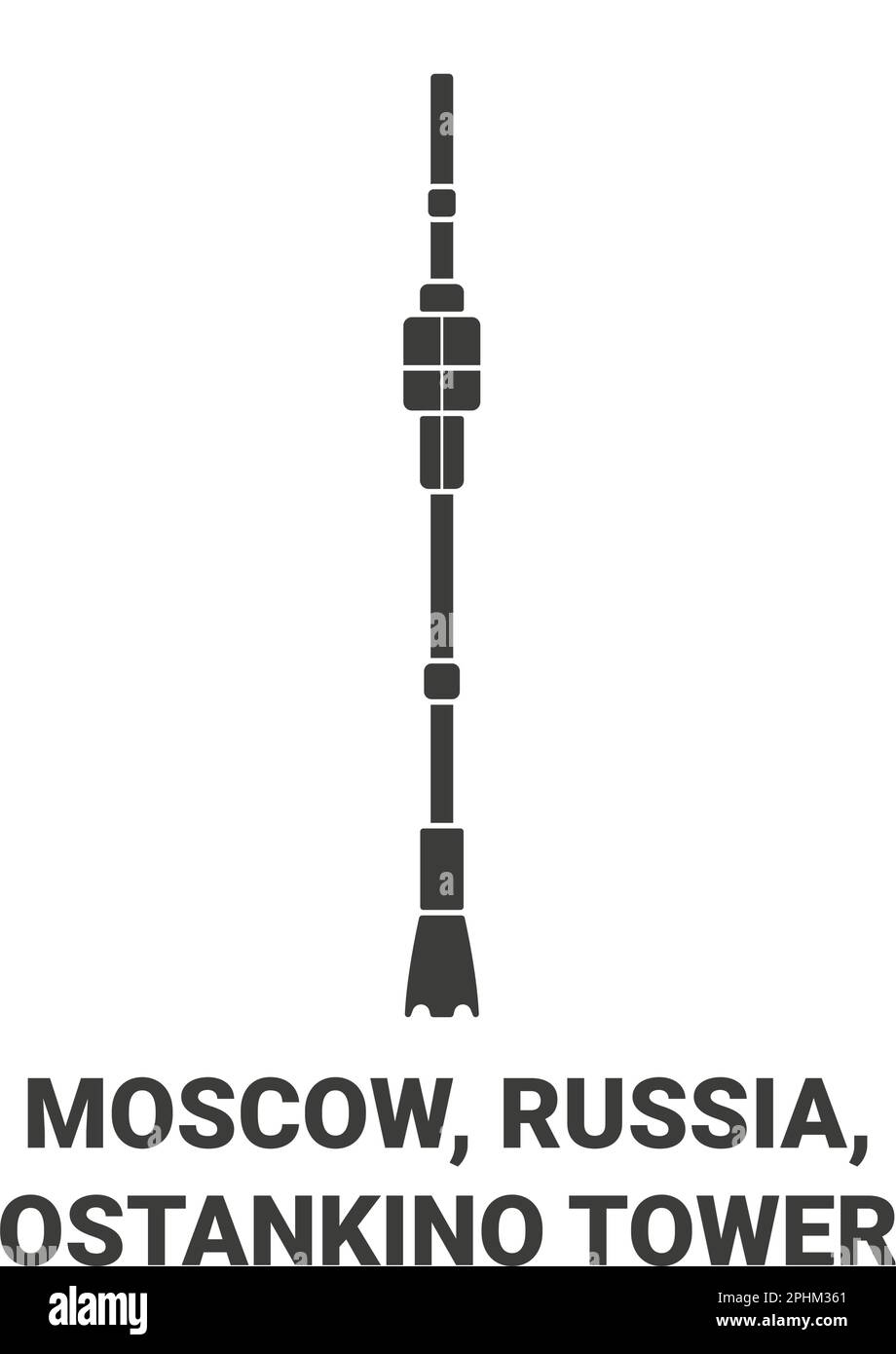 Russia, Moscow, Ostankino Tower travel landmark vector illustration Stock Vector