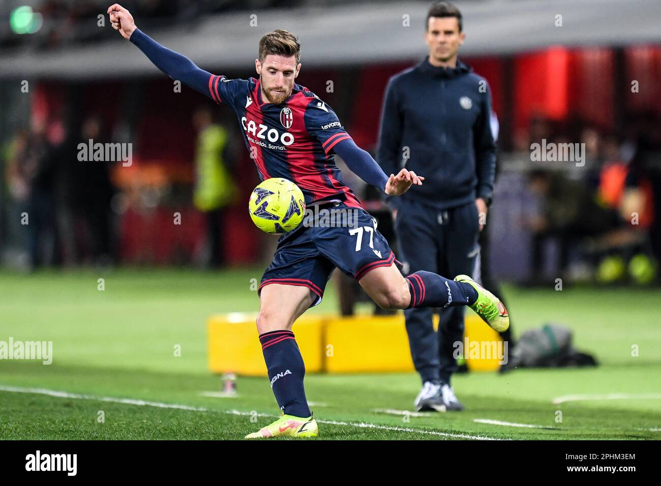 Bologna, Italy. 11th Mar, 2023. Bolognaâ&#x80;&#x99;s Georgios Kyriakopoulos portrait in action during Bologna FC vs SS Lazio, italian soccer Serie A match in Bologna, Italy, March 11 2023 Credit: Independent Photo Agency/Alamy Live News Stock Photo