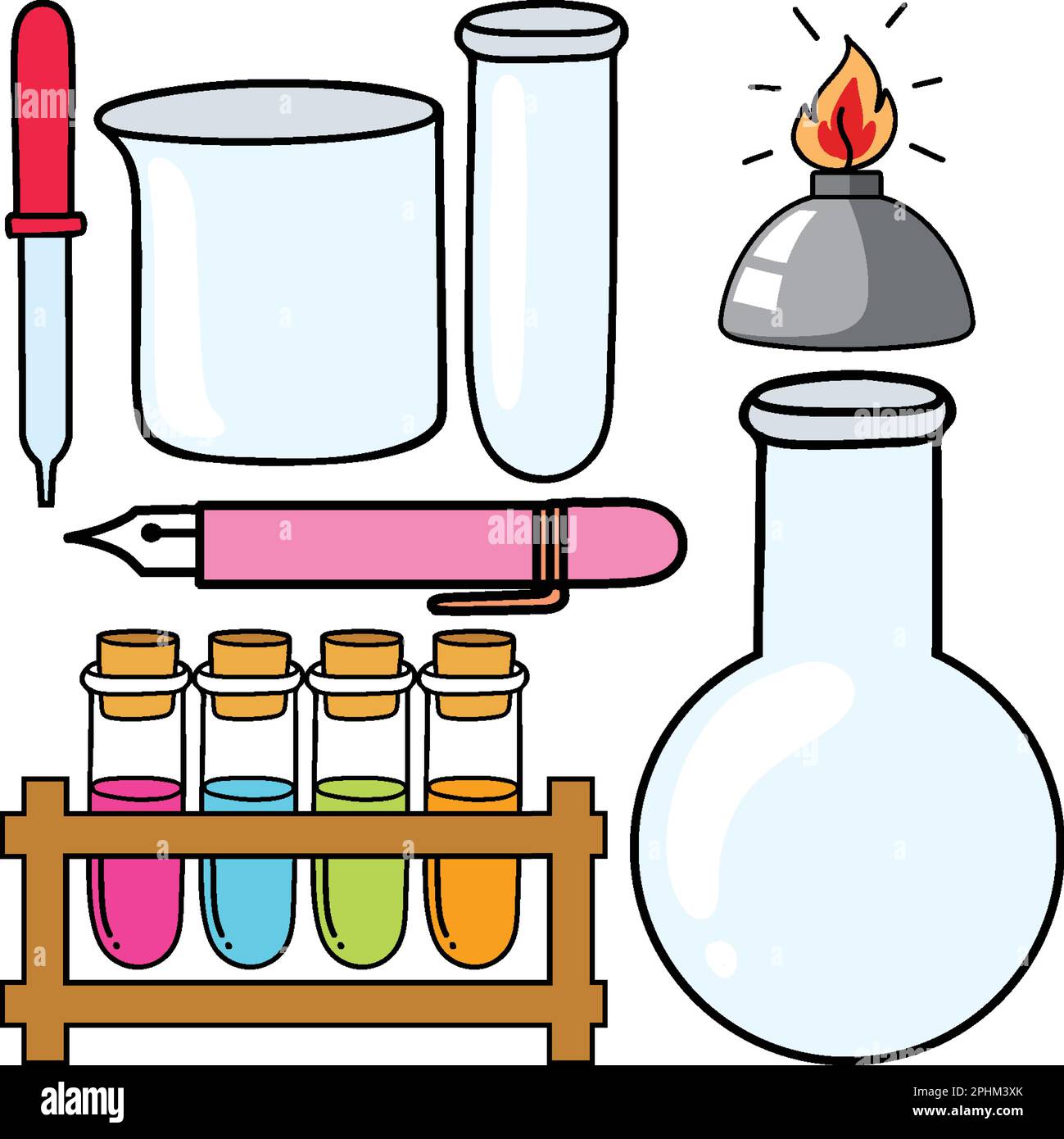 Colorful Science Objects and Icons Vector Set illustration Stock Vector ...