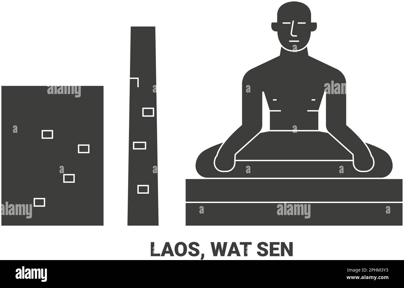 Laos, Wat Sen, travel landmark vector illustration Stock Vector