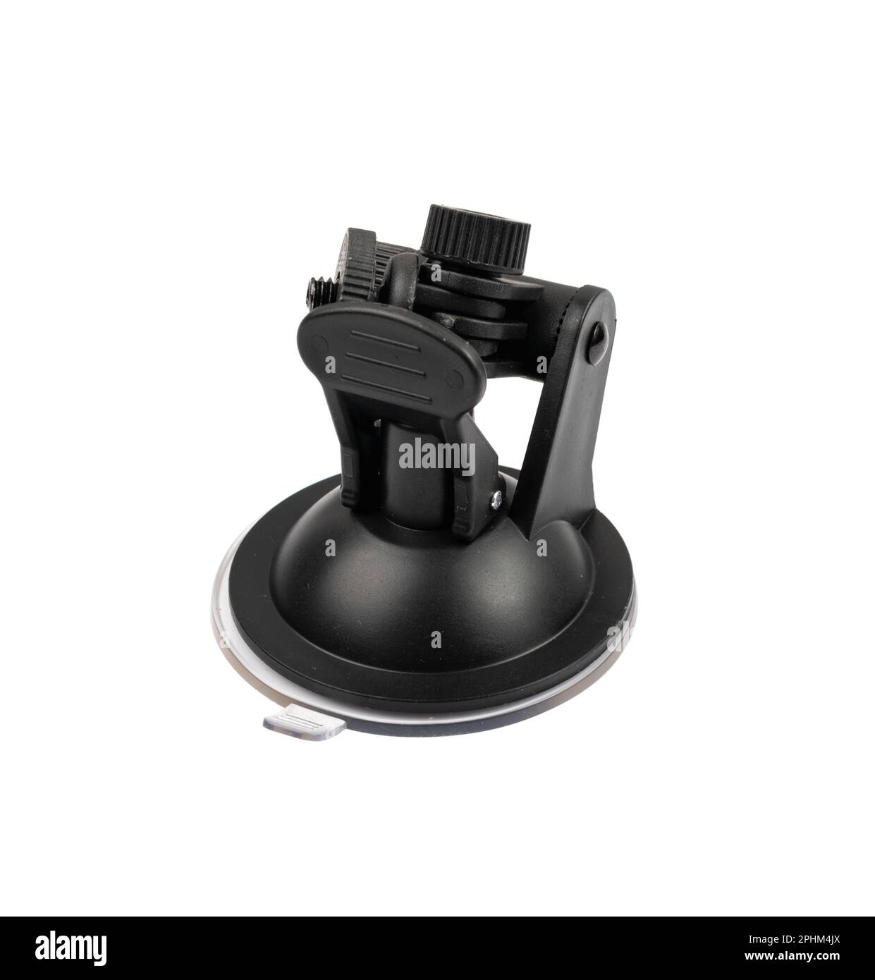 Car dashboard camera with suction mount isolated. Gopro accessories on