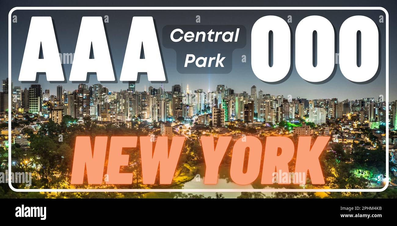 Vehicle license plates marking in New York in United States of America