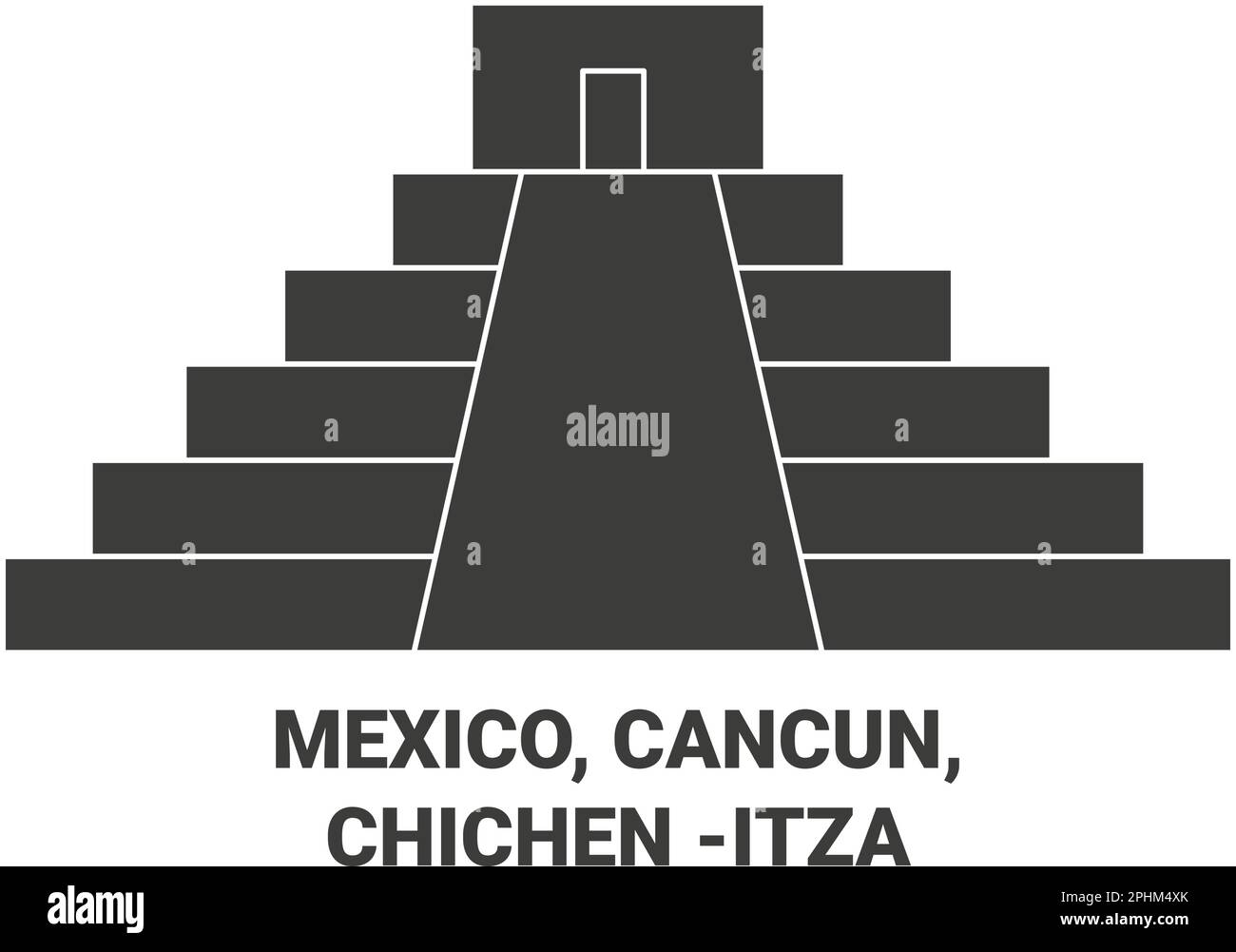 Mexico, Cancun, Chichen Itza travel landmark vector illustration Stock Vector