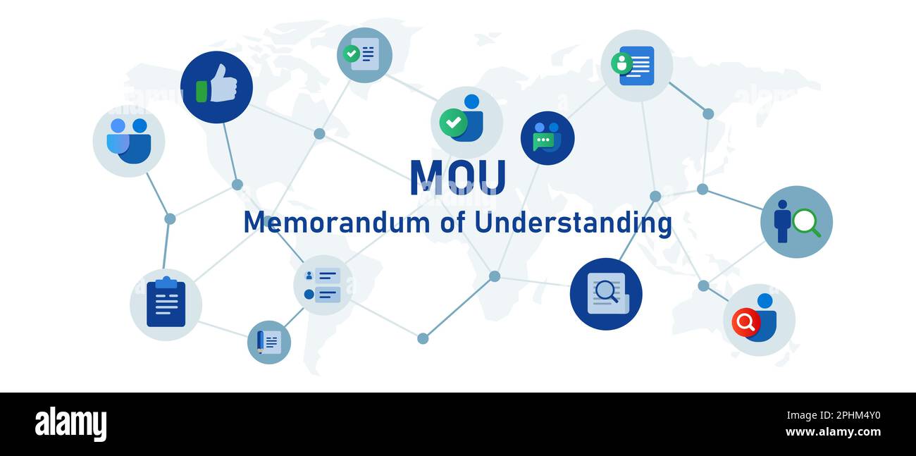 MoU Memorandum of Understanding contract partnership illustration Stock Vector