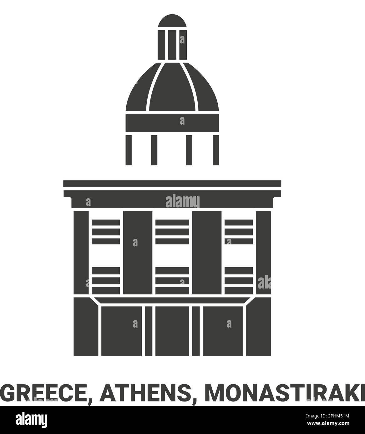 Greece, Athens, Monastiraki travel landmark vector illustration Stock Vector