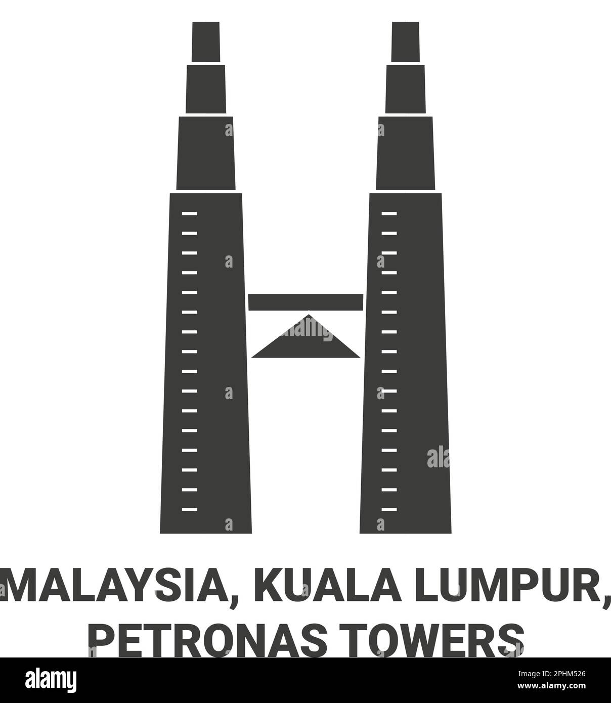 Malaysia, Kuala Lumpur, Petronas Towers travel landmark vector illustration Stock Vector