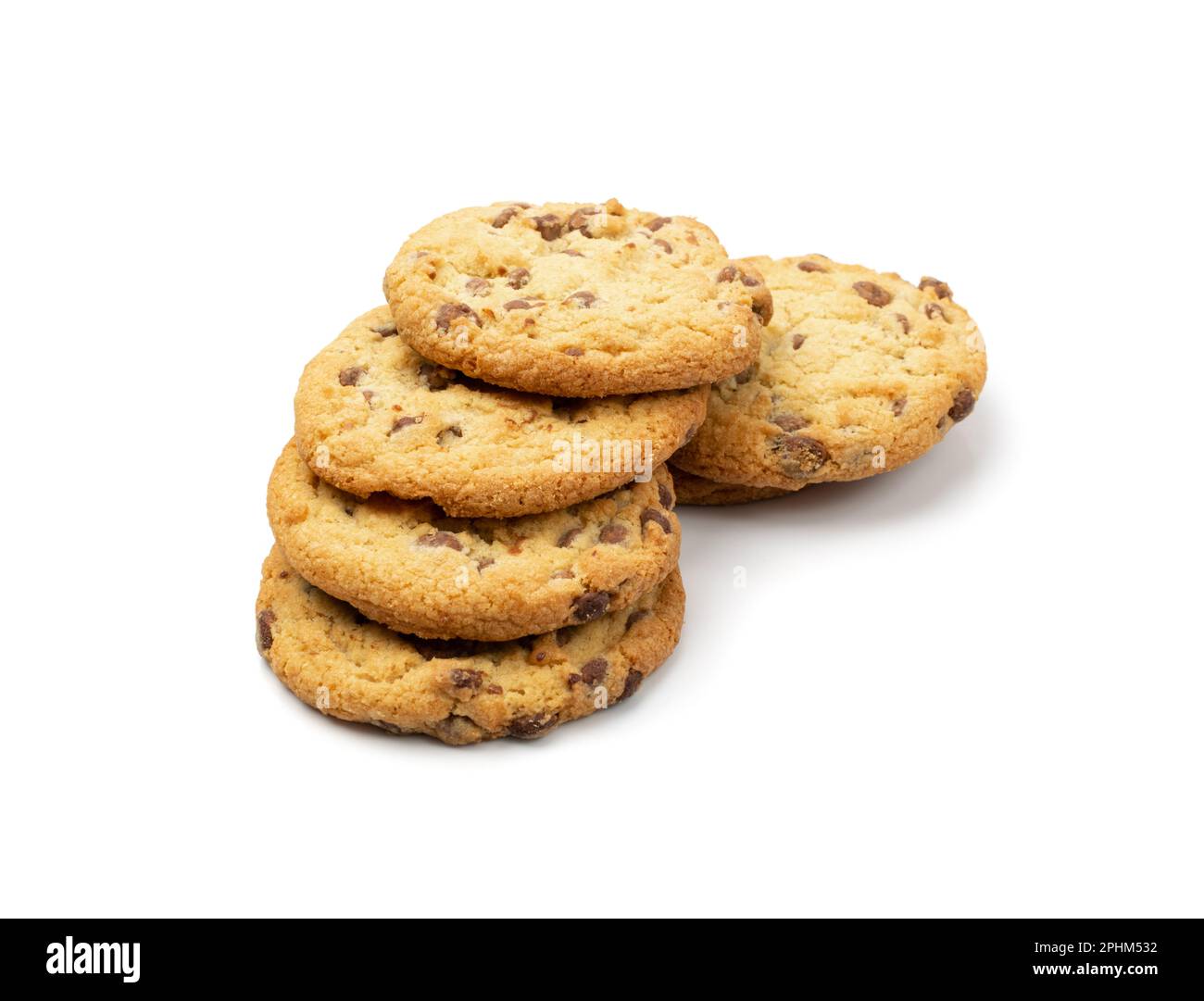Simple cookie isolated. Oatmeal sugar bitten cookies, chocolate chip