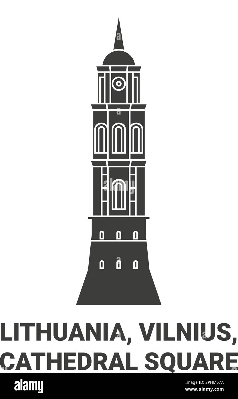 Lithuania, Vilnius, Cathedral Square travel landmark vector illustration Stock Vector