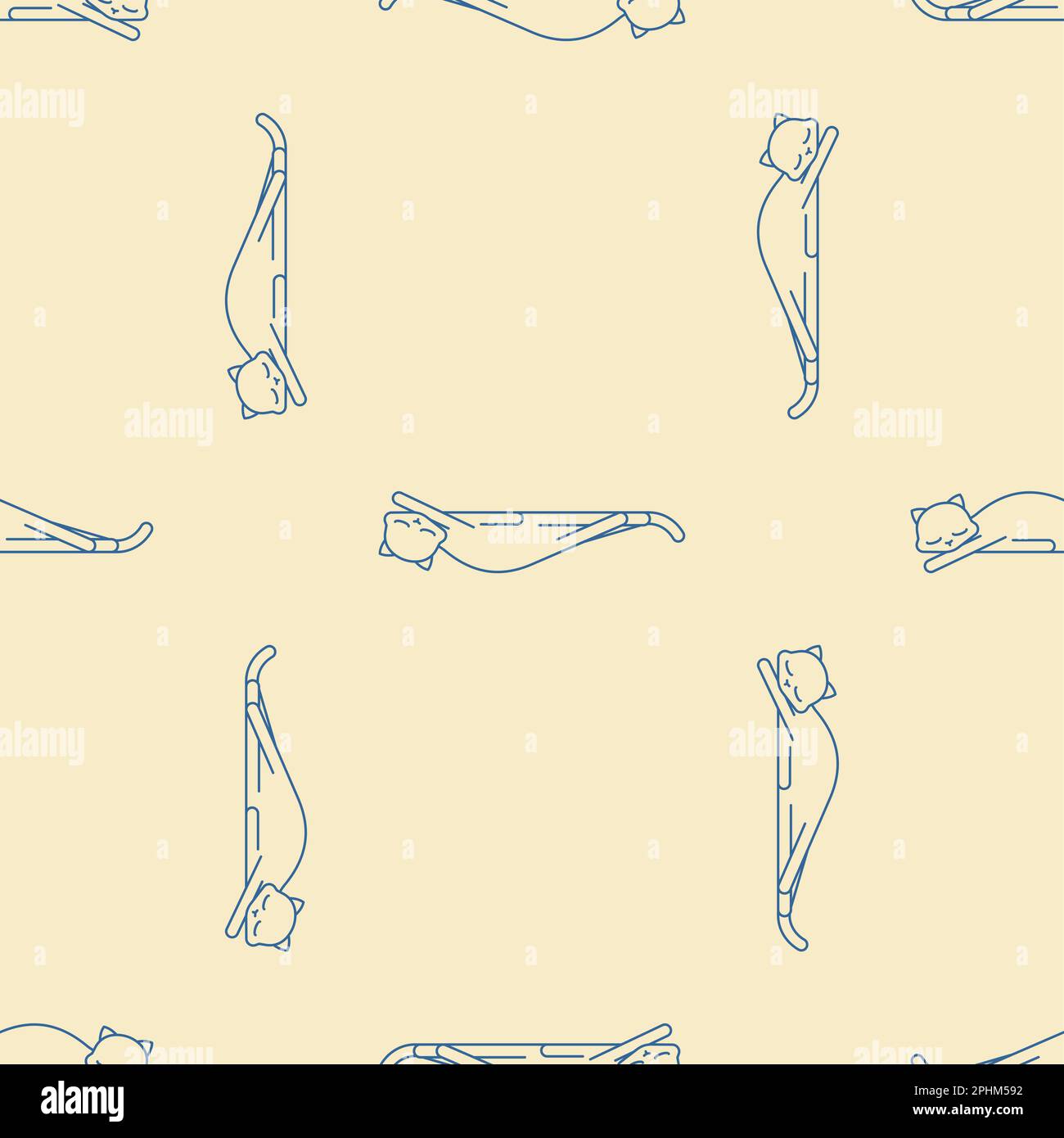 Sleeping cat pattern seamless. pet sleeping background. Vector texture Stock Vector