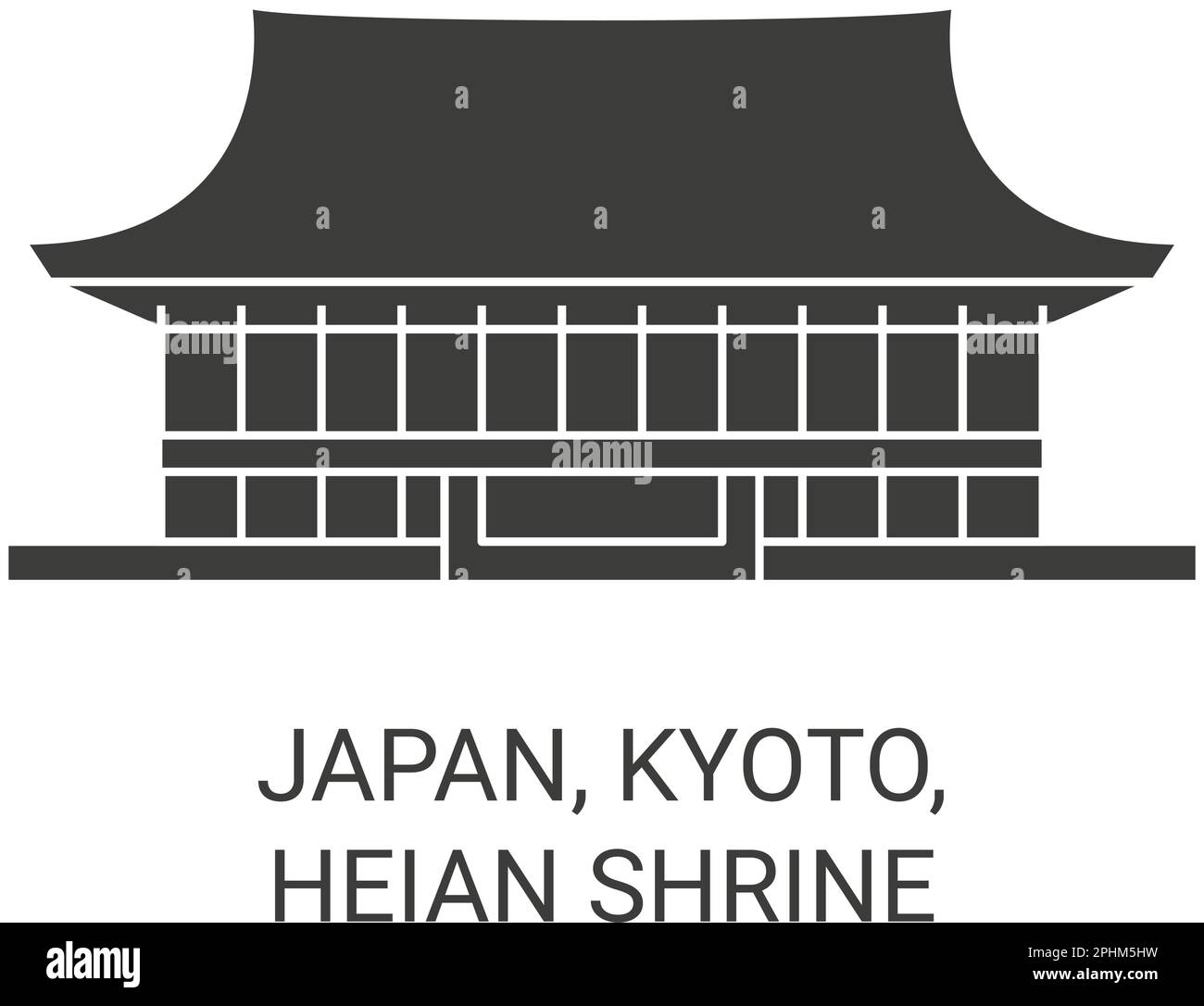 Japan, Kyoto, Heian Shrine travel landmark vector illustration Stock Vector