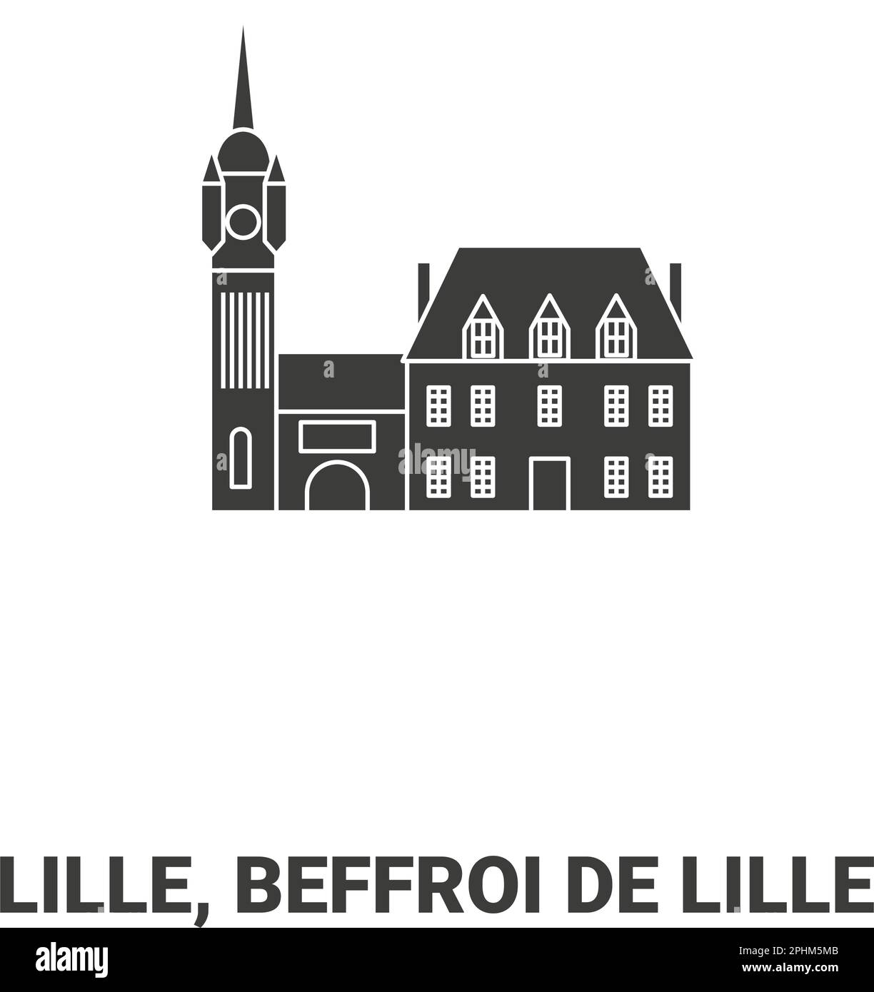 France, Lille, Beffroi De Lille, travel landmark vector illustration Stock Vector