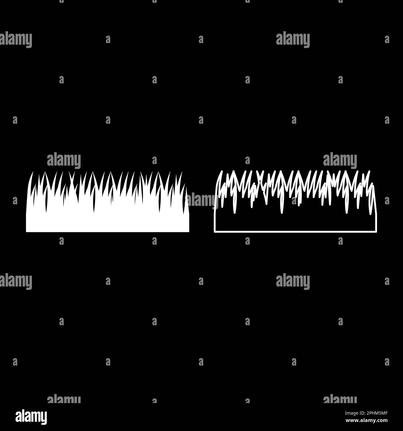 Grass border leaves set icon white color vector illustration image ...