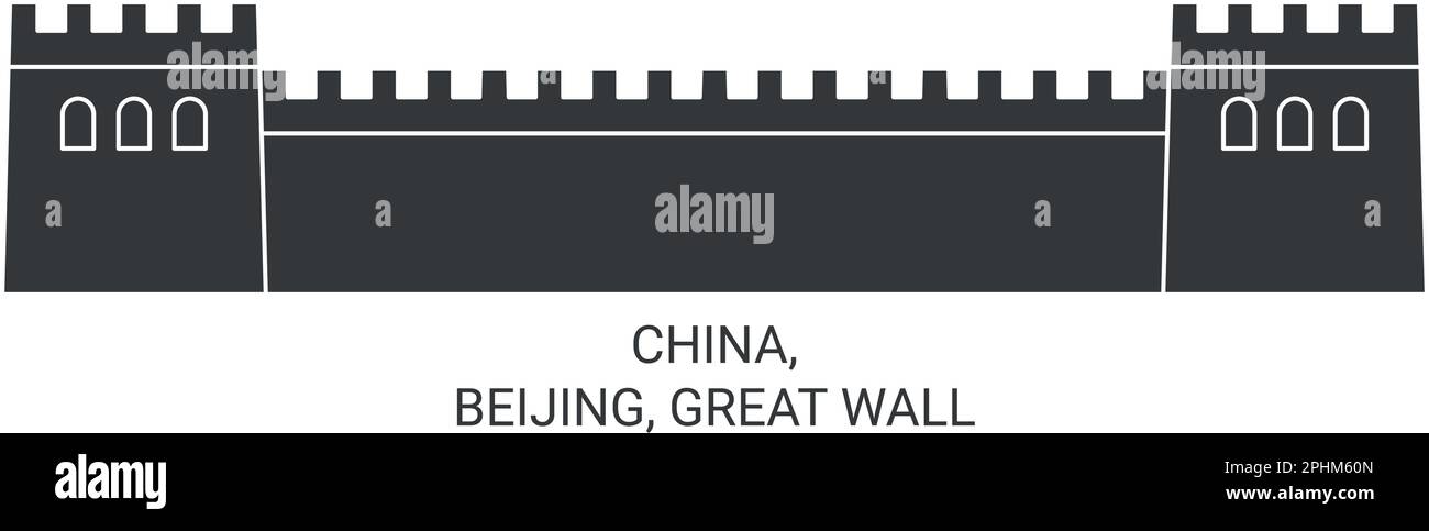 China, Beijing, Great Wall travel landmark vector illustration Stock Vector