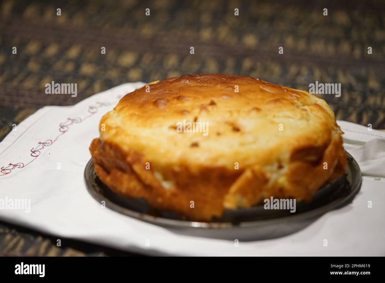 appel pie on a tabel selfmade Stock Photo