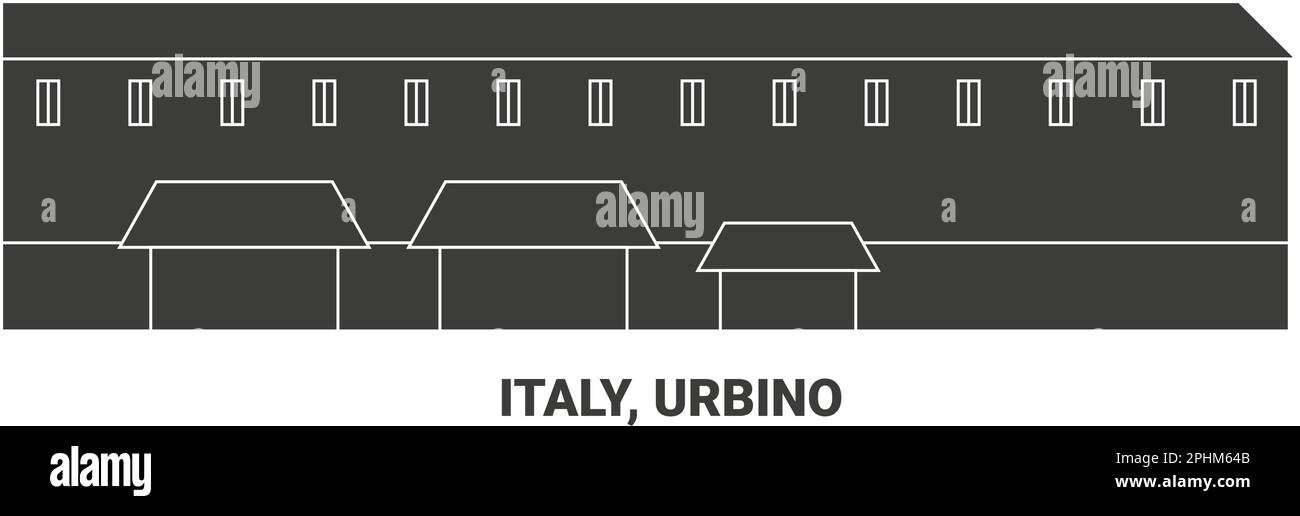 Italy, Urbino, travel landmark vector illustration Stock Vector
