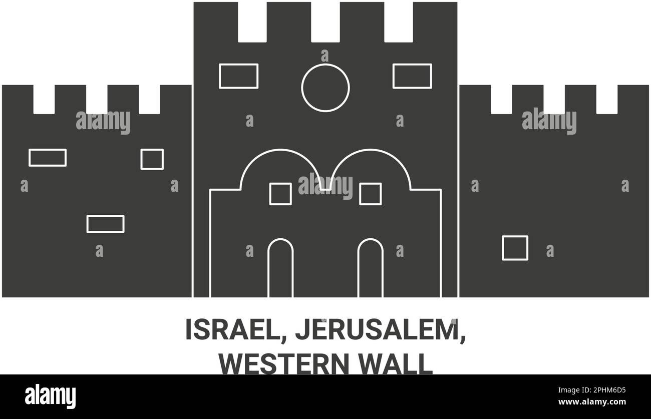 Israel, Jerusalem, Western Wall travel landmark vector illustration Stock Vector