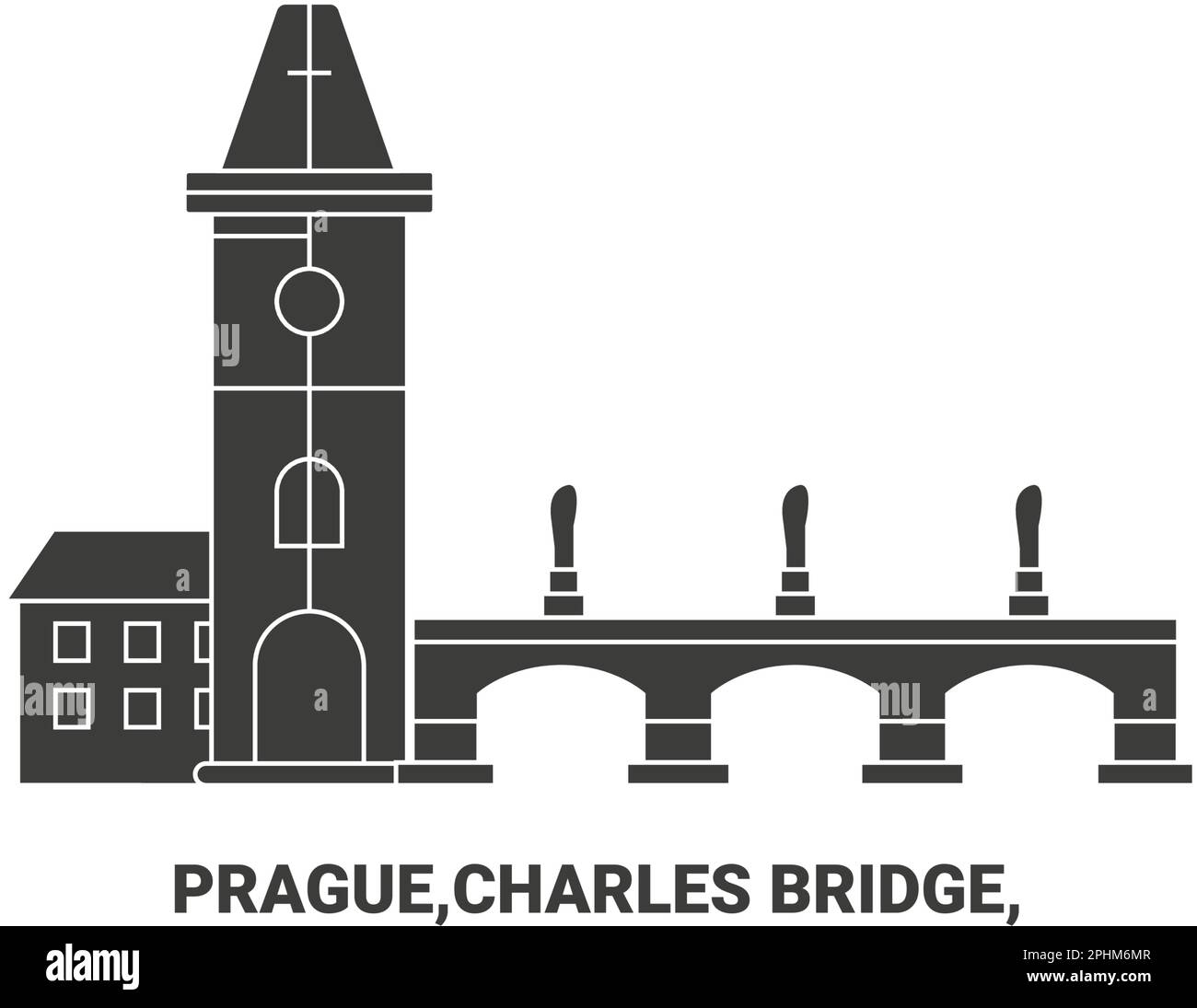 Czech Republic, Prague,Charles Bridge travel landmark vector illustration Stock Vector