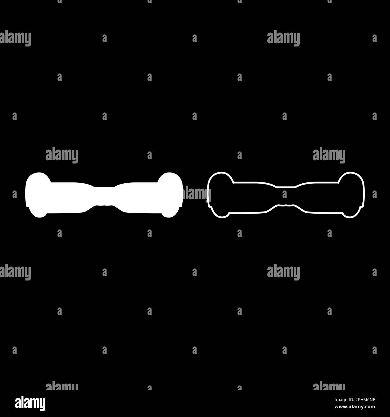 Gyro board scooter hoverboard two wheel electric self balancing eco set icon white color vector illustration image simple solid fill outline contour Stock Vector