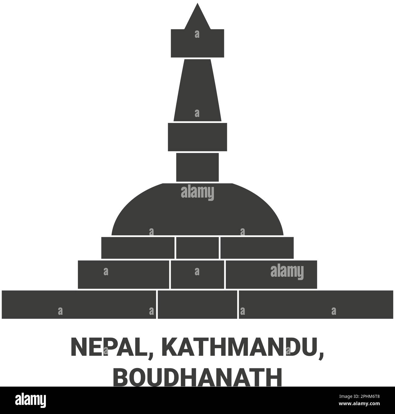Nepal, Kathmandu, Boudhanath travel landmark vector illustration Stock Vector