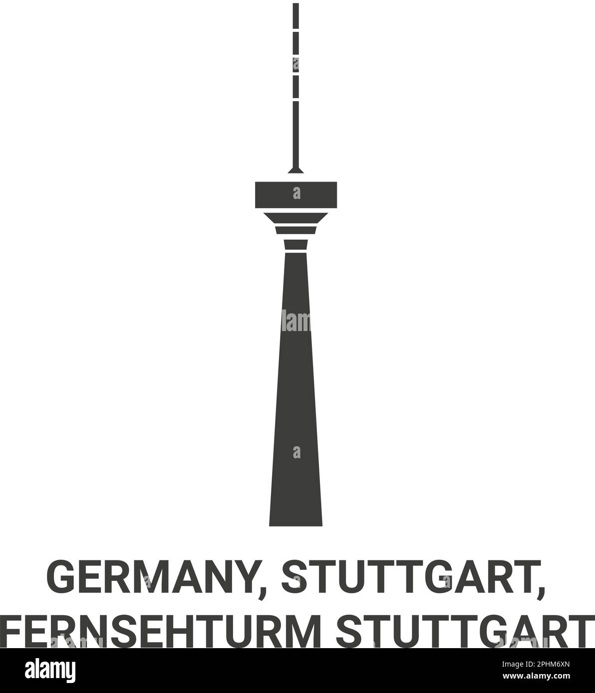 Germany, Stuttgart, Fernsehturm Stuttgart travel landmark vector illustration Stock Vector