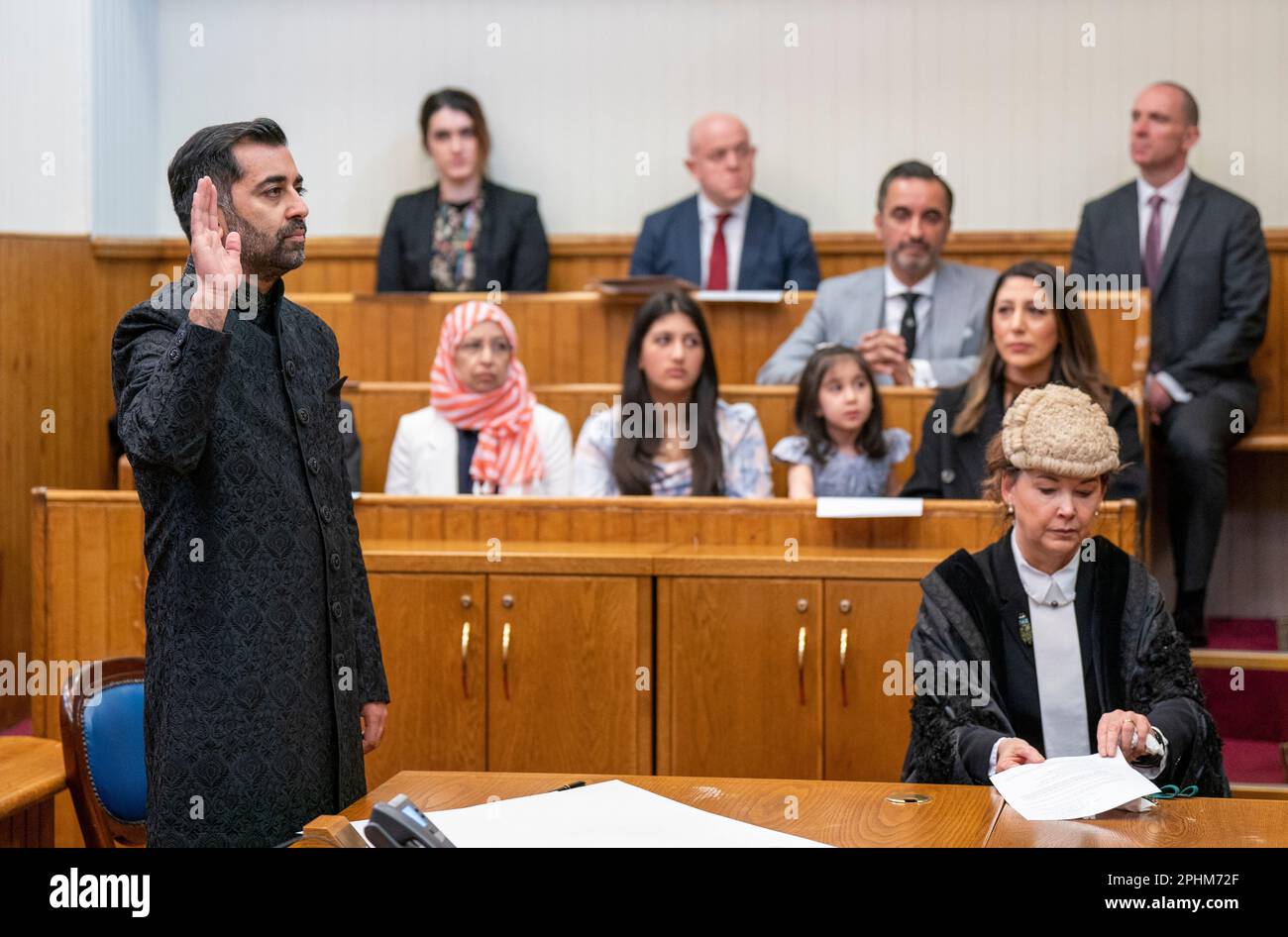 Humza Yousaf takes the oath as he is sworn in as First Minister of ...