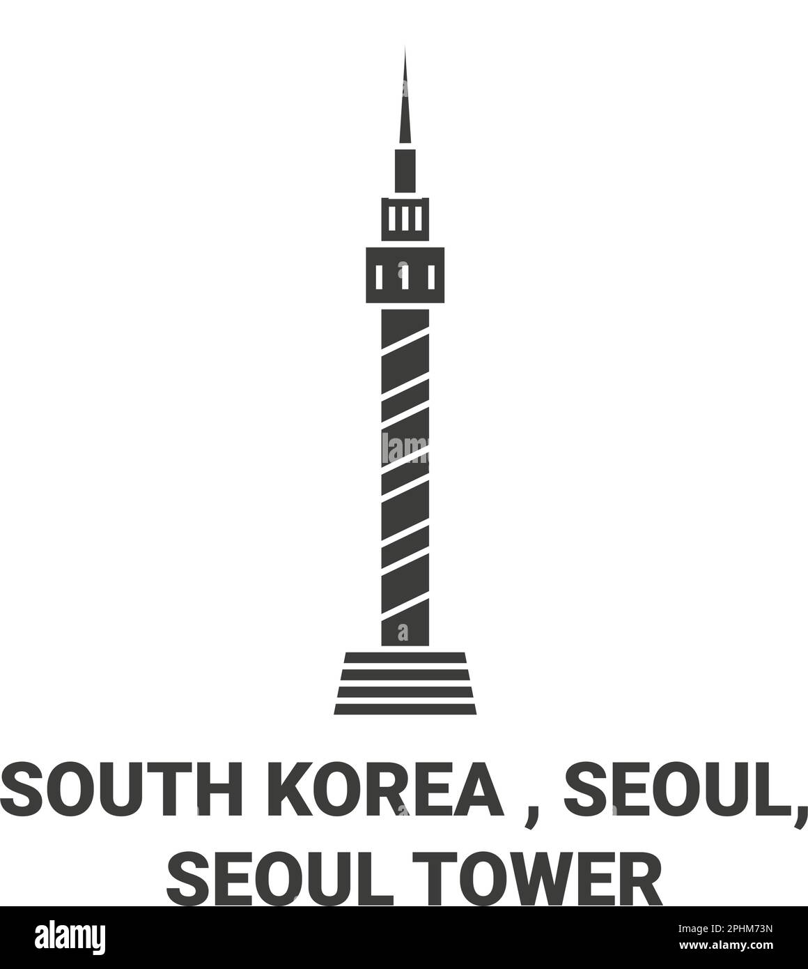 Republic Of Korea, Seoul, Seoul Tower travel landmark vector illustration Stock Vector