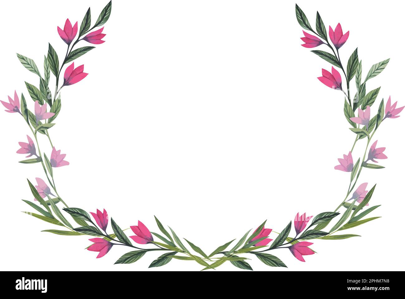 Vector watercolor floral frame with wild flowers, hand drawn template ...
