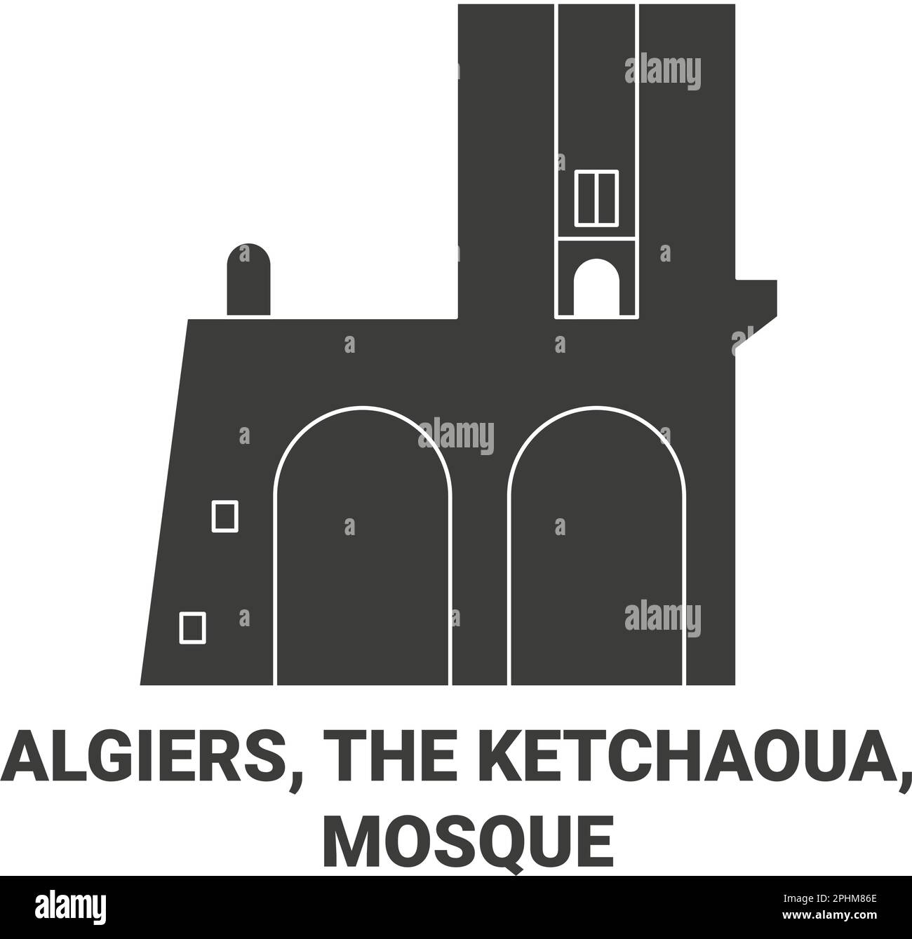 Algiers, The Ketchaoua, Mosque travel landmark vector illustration Stock Vector