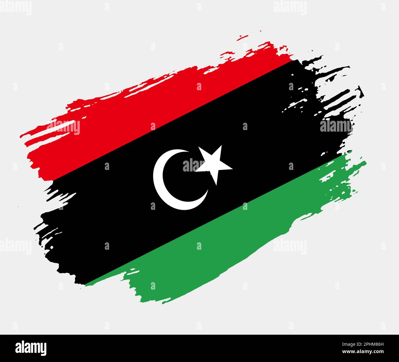 Artistic grunge brush flag of Libya isolated on white background ...