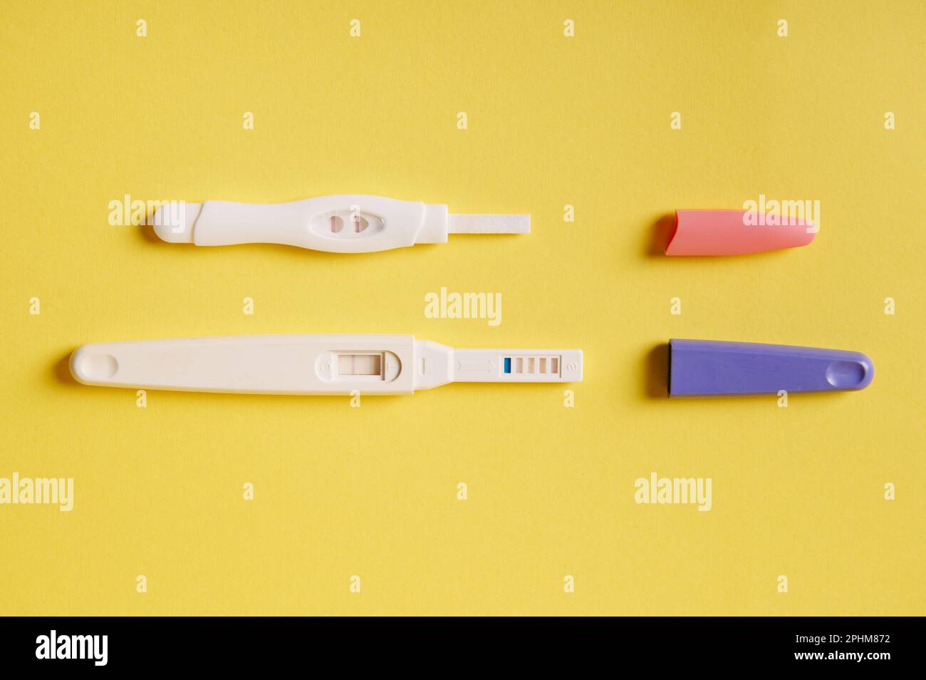 Pregnancy tests with biochemical reaction between urine and chorionic