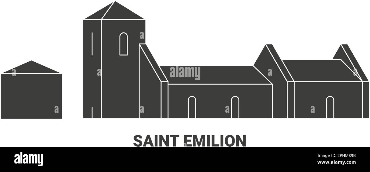 France, Saint Emilion travel landmark vector illustration Stock Vector