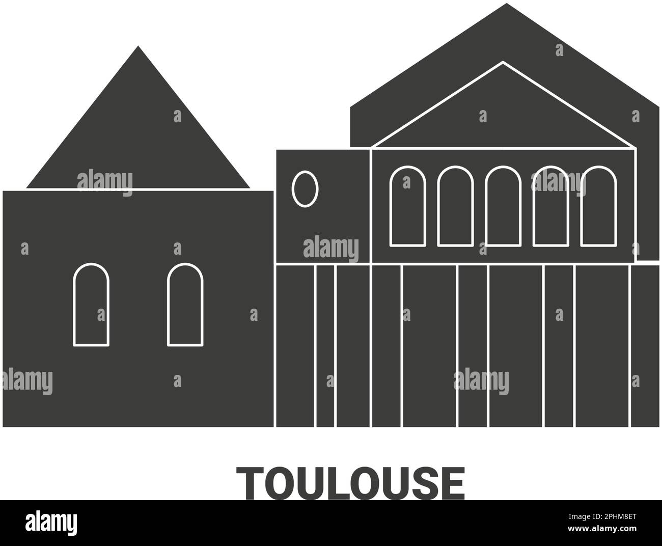 France, Toulouse travel landmark vector illustration Stock Vector