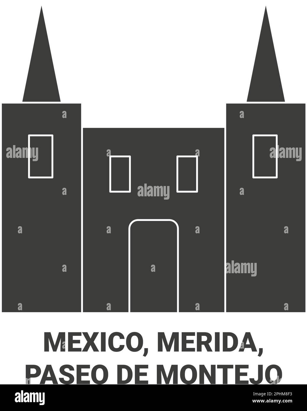 Mexico, Merida, Paseo De Montejo travel landmark vector illustration Stock Vector