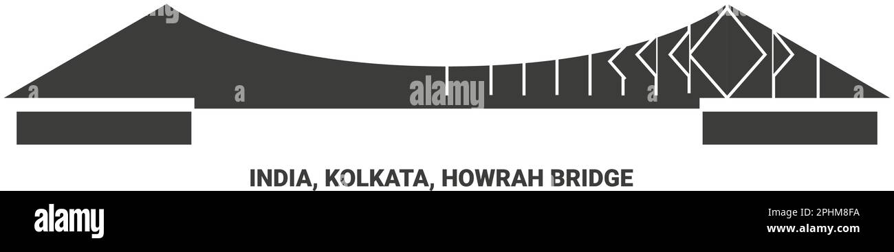 India, Kolkata, Howrah Bridge travel landmark vector illustration Stock Vector