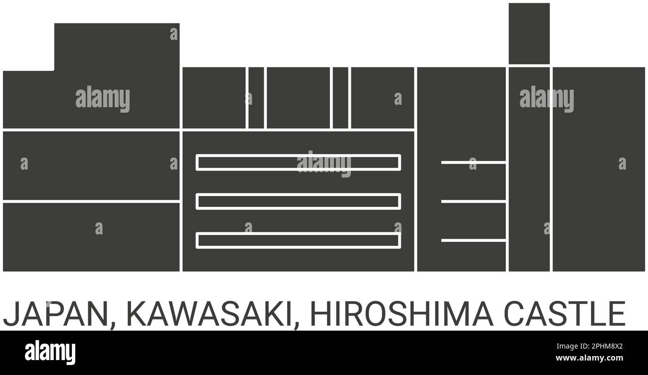 Japan, Kawasaki, Hiroshima Castle, travel landmark vector illustration Stock Vector