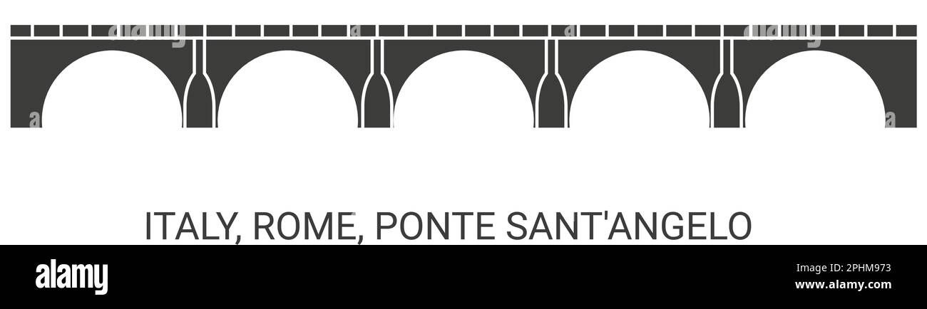 Italy, Rome, Ponte Sant'angelo, travel landmark vector illustration Stock Vector