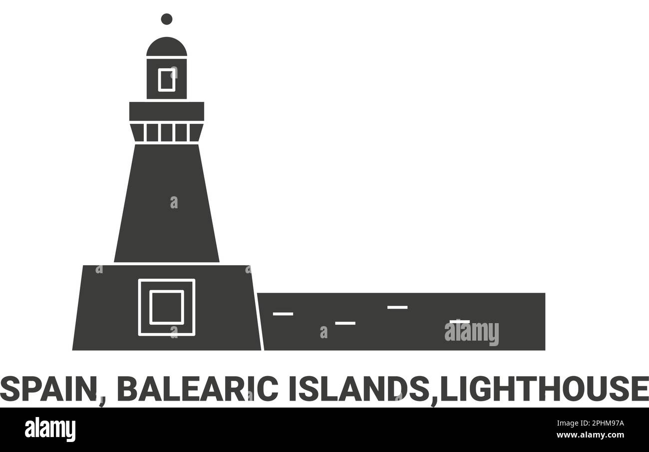 Spain, Balearic Islands,Lighthouse , travel landmark vector illustration Stock Vector
