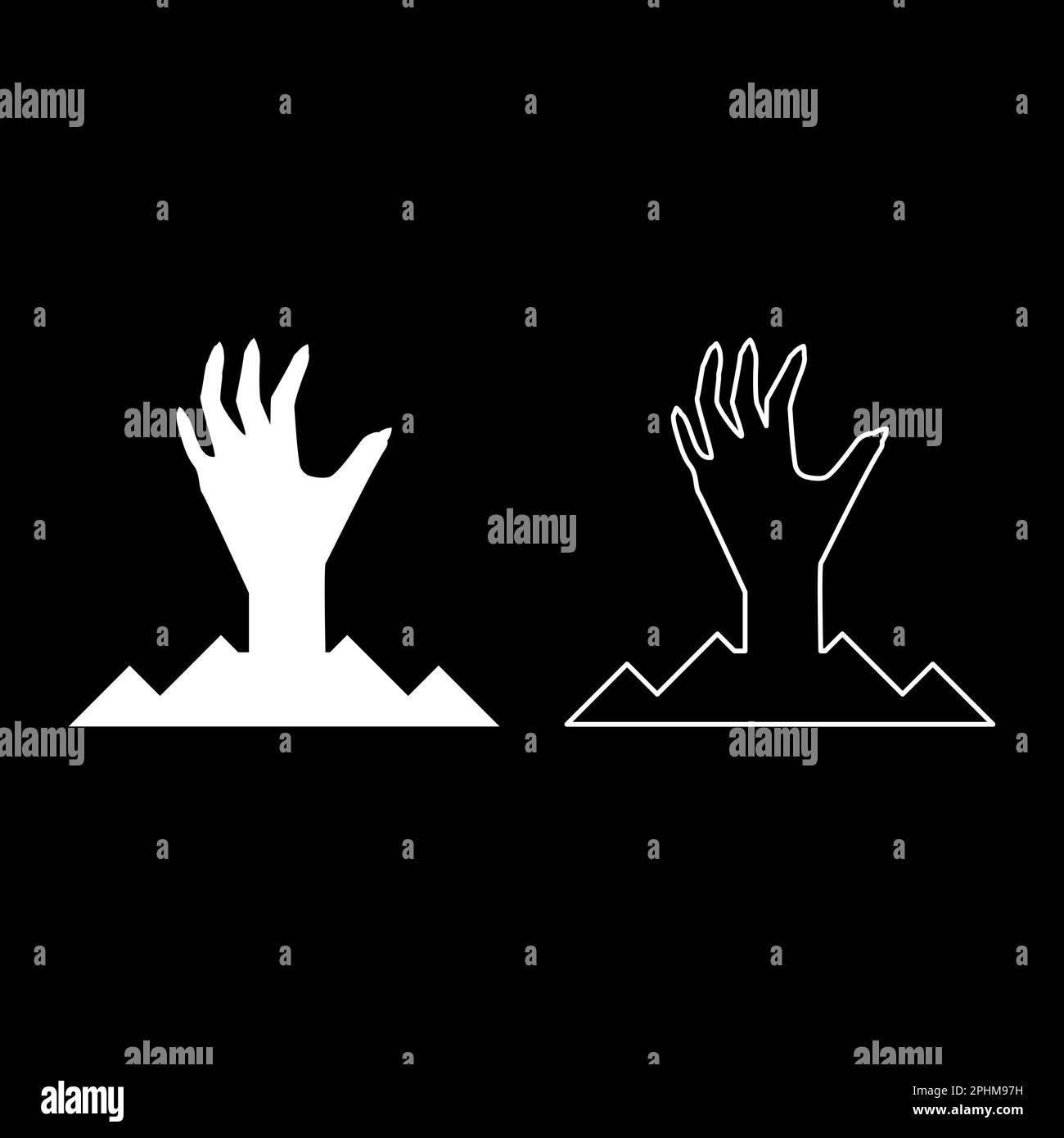 Scary human hand from ground silhouette dead man's Halloween decorative