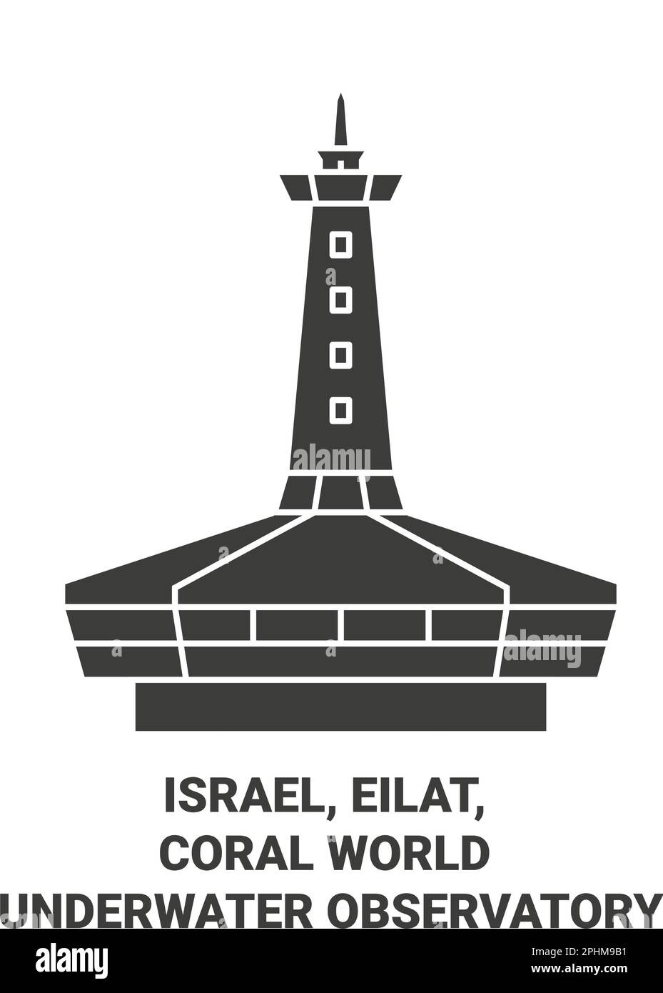 Israel, Eilat, Coral World Underwater Observatory travel landmark vector illustration Stock Vector