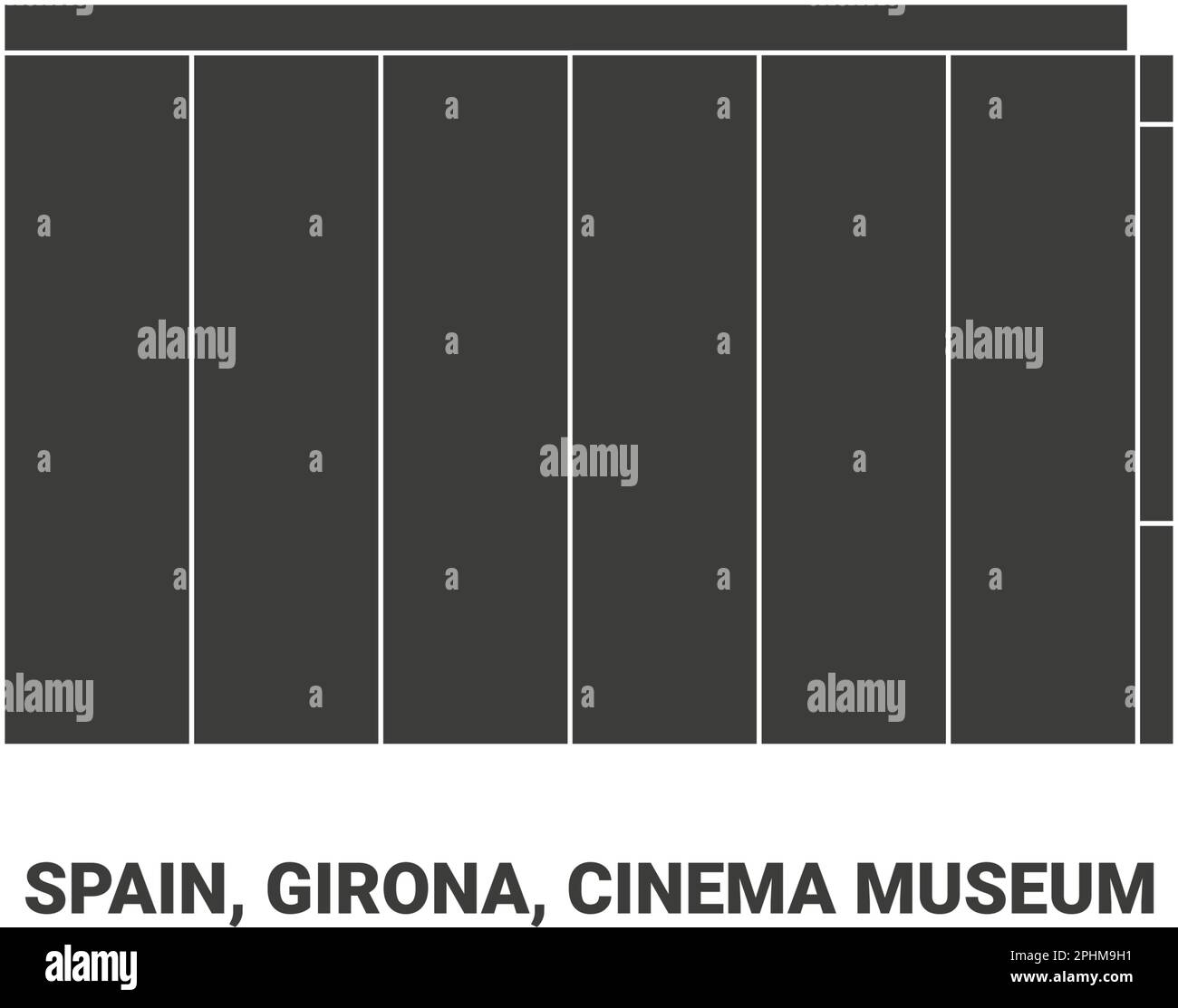 Spain, Girona, Cinema Museum, travel landmark vector illustration Stock Vector